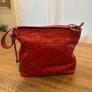 Brighton Croc-Embossed Shoulder Bag – Red (Excellent Condition)